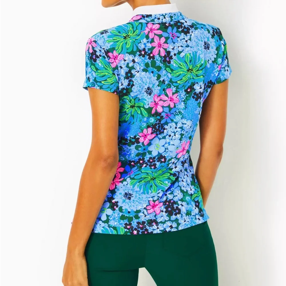 Brand New Lilly Pulitzer UPF 50+ Luxletic Frida Polo in Multi Soiree All Day, XL - Picture 3 of 6